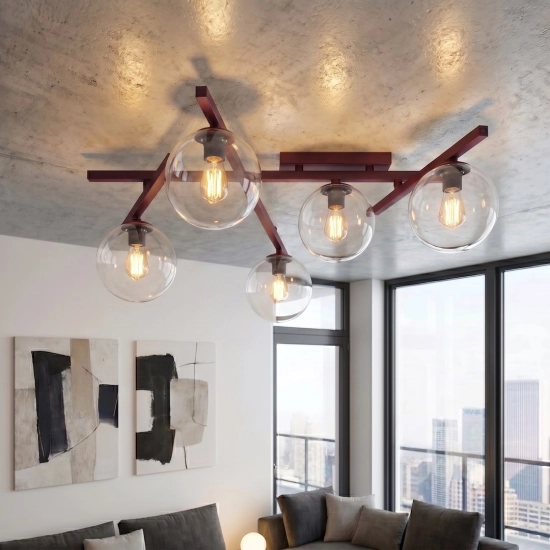 Lampa sufitowa SMART 5 BURGUNDY TRANSPARENT 1796/5 EMIBIG - zdjęcie dodatkowe 1