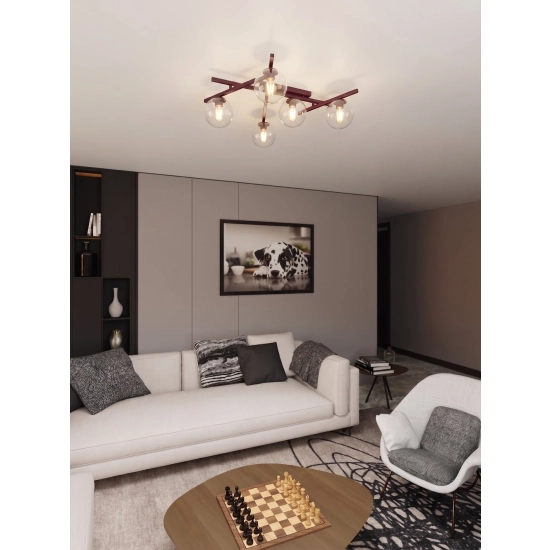 Lampa sufitowa SMART 5 BURGUNDY TRANSPARENT 1796/5 EMIBIG - zdjęcie dodatkowe 3