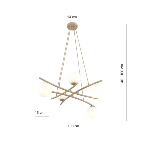 Lampa wisząca ESSA 5 MOKKA OPAL 1797/5 EMIBIG - zdjęcie dodatkowe 2