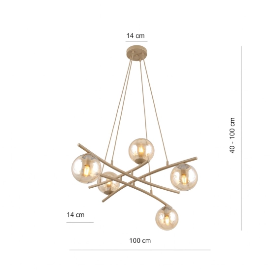 Lampa wisząca ESSA 5 MOKKA AMBER 1798/5 EMIBIG - zdjęcie dodatkowe 2