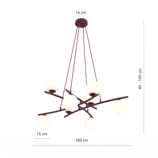 Lampa wisząca ESSA 8 BURGUNDY OPAL 1799/8 EMIBIG - zdjęcie dodatkowe 4