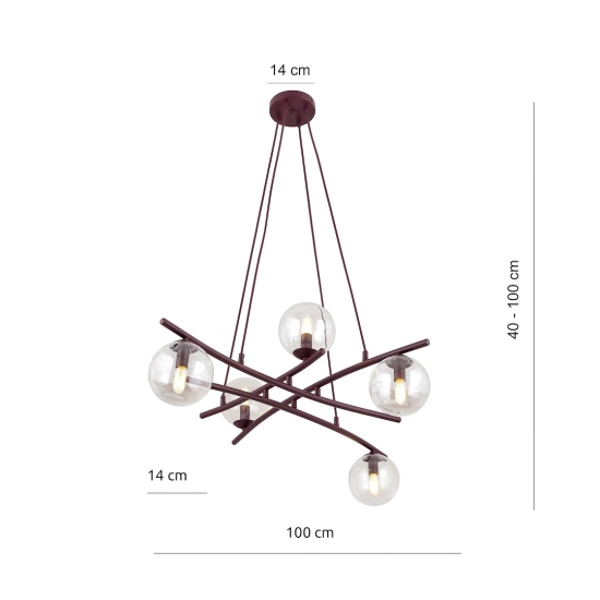 Lampa wisząca ESSA 5 BURGUNDY TRANSPARENT 1800/5 EMIBIG - zdjęcie dodatkowe 2