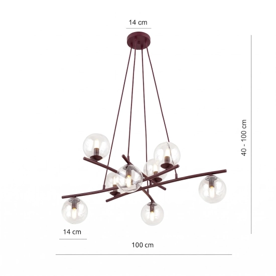 Lampa wisząca ESSA 8 BURGUNDY TRANSPARENT 1800/8 EMIBIG - zdjęcie dodatkowe 4