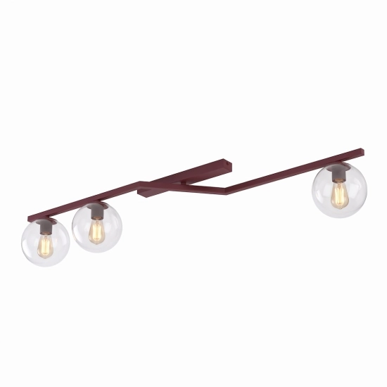 Lampa sufitowa NATON 3 BURGUNDY TRANSPARENT 1804/3 EMIBIG - zdjęcie produktu