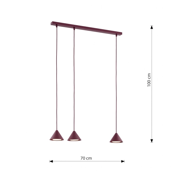 Lampa wisząca ELIT 3 BURGUNDY 1813/3 EMIBIG - zdjęcie dodatkowe 4