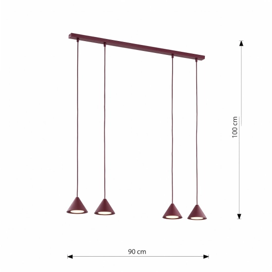 Lampa wisząca ELIT 4 BURGUNDY 1813/4 EMIBIG