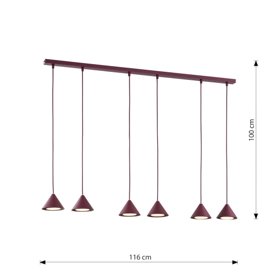 Lampa wisząca ELIT 6 BURGUNDY 1813/6 EMIBIG - zdjęcie dodatkowe 4