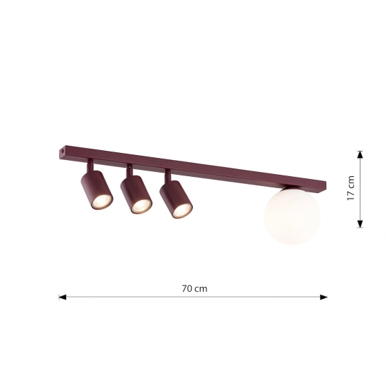 Lampa sufitowa BASTER 4 BURGUNDY OPAL 1816/4 EMIBIG - zdjęcie dodatkowe 3
