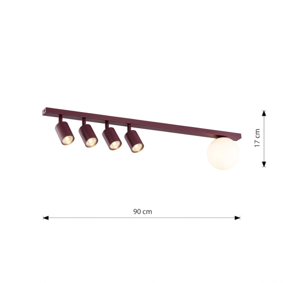 Lampa sufitowa BASTER 5 BURGUNDY OPAL 1816/5 EMIBIG - zdjęcie dodatkowe 4