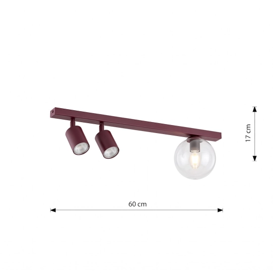 Lampa sufitowa BASTER 3 BURGUNDY TRANSPARENT 1817/3 EMIBIG - zdjęcie dodatkowe 3