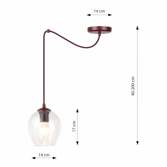 Lampa wisząca LEVEL 1 BURGUNDY TRANSPARENT 1819/1 EMIBIG - zdjęcie dodatkowe 4