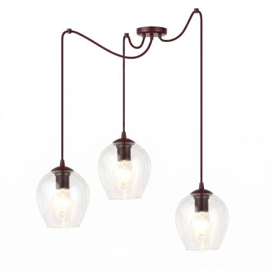 Lampa wisząca LEVEL 3 BURGUNDY TRANSPARENT 1819/3 EMIBIG - zdjęcie produktu