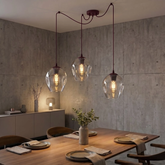 Lampa wisząca LEVEL 3 BURGUNDY TRANSPARENT 1819/3 EMIBIG - zdjęcie dodatkowe 1