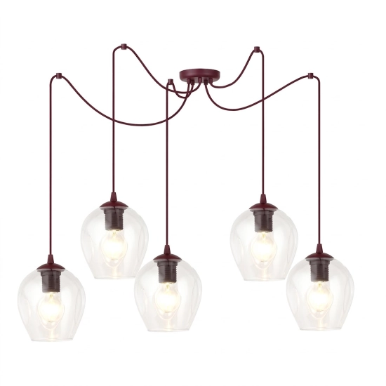 Lampa wisząca LEVEL 5 BURGUNDY TRANSPARENT 1819/5 EMIBIG - zdjęcie produktu