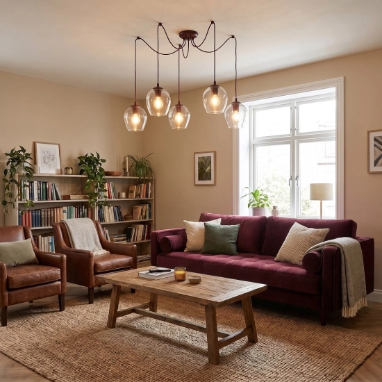 Lampa wisząca LEVEL 5 BURGUNDY TRANSPARENT 1819/5 EMIBIG - zdjęcie dodatkowe 1
