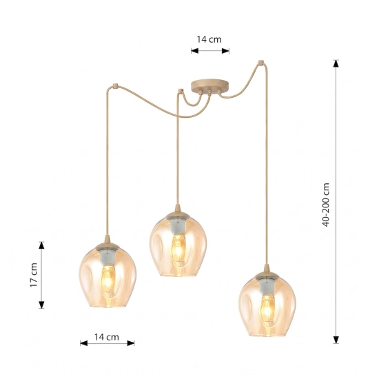 Lampa wisząca LEVEL 3 MOKKA AMBER 1820/3 EMIBIG - zdjęcie dodatkowe 3