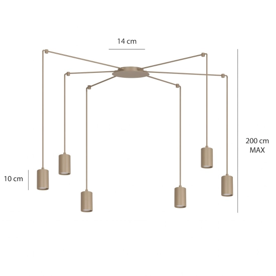 Lampa wisząca TRAKER 6 MOKKA 1821/6 EMIBIG - zdjęcie dodatkowe 3