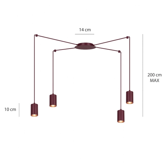 Lampa wisząca TRAKER 4 BURGUNDY 1822/4 EMIBIG - zdjęcie dodatkowe 3