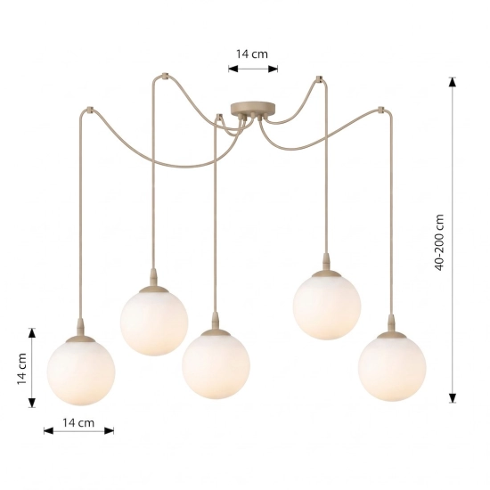 Lampa wisząca GIGI 5 MOKKA OPAL 1823/5 EMIBIG - zdjęcie dodatkowe 2