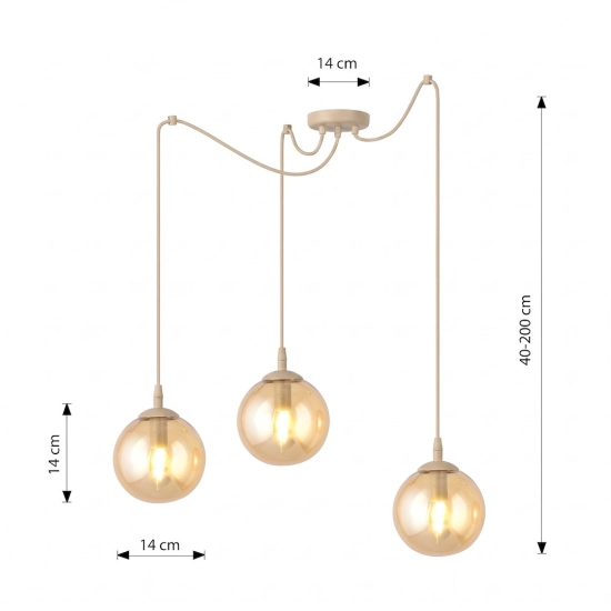 Lampa wisząca GIGI 3 MOKKA AMBER 1824/3 EMIBIG - zdjęcie dodatkowe 2