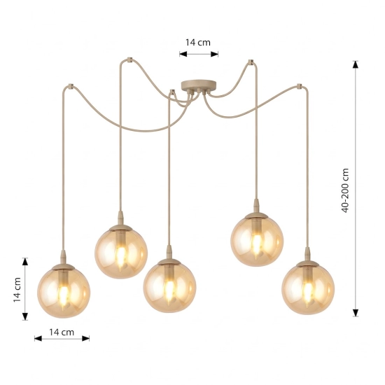 Lampa wisząca GIGI 5 MOKKA AMBER 1824/5 EMIBIG - zdjęcie dodatkowe 2