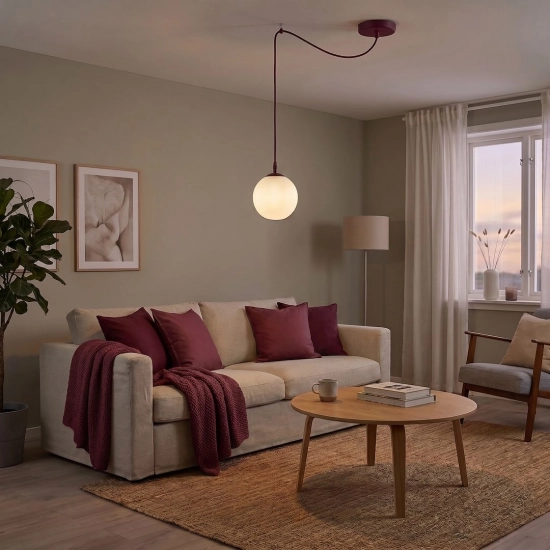 Lampa wisząca GIGI 1 BURGUNDY OPAL 1825/1 EMIBIG - zdjęcie dodatkowe 2