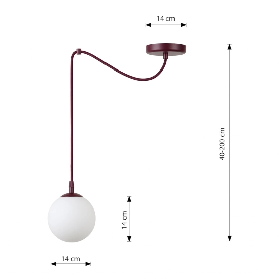 Lampa wisząca GIGI 1 BURGUNDY OPAL 1825/1 EMIBIG - zdjęcie dodatkowe 4