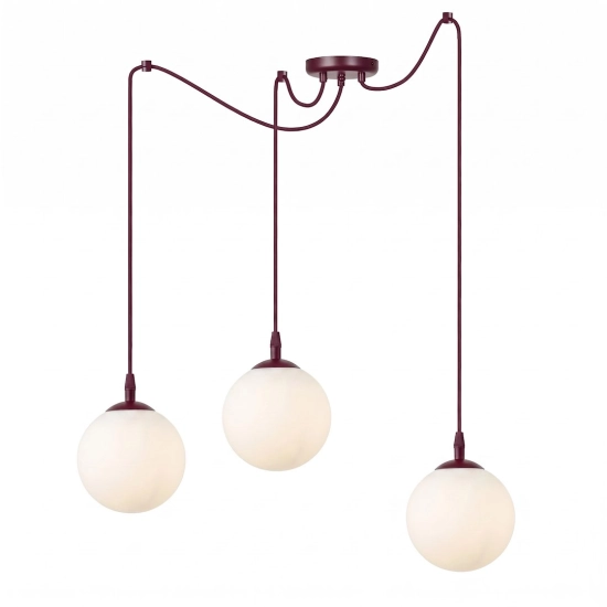 Lampa wisząca GIGI 3 BURGUNDY OPAL 1825/3 EMIBIG - zdjęcie produktu