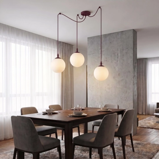 Lampa wisząca GIGI 3 BURGUNDY OPAL 1825/3 EMIBIG - zdjęcie dodatkowe 1