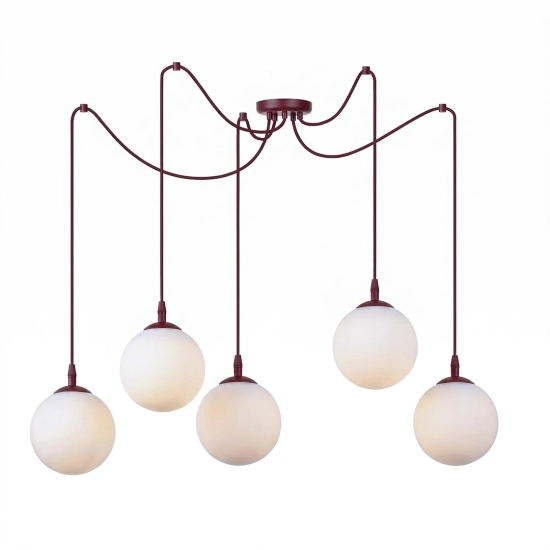 Lampa wisząca GIGI 5 BURGUNDY OPAL 1825/5 EMIBIG - zdjęcie produktu