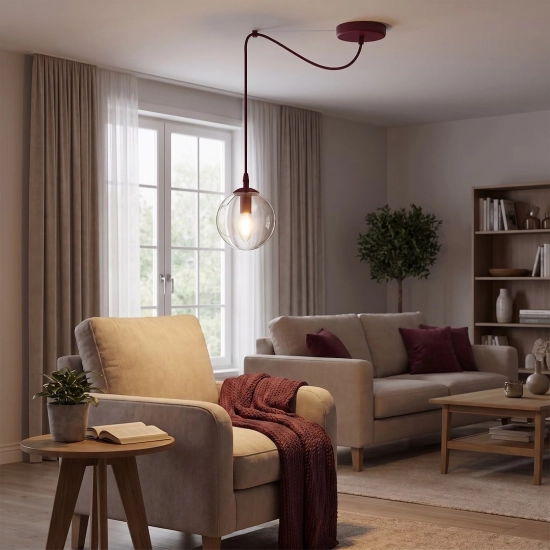 Lampa wisząca GIGI 1 BURGUNDY TRANSPARENT 1826/1 EMIBIG - zdjęcie dodatkowe 1
