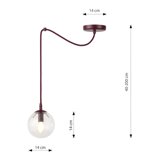 Lampa wisząca GIGI 1 BURGUNDY TRANSPARENT 1826/1 EMIBIG - zdjęcie dodatkowe 4