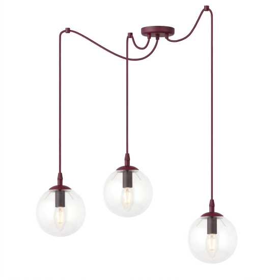 Lampa wisząca GIGI 3 BURGUNDY TRANSPARENT 1826/3 EMIBIG - zdjęcie produktu