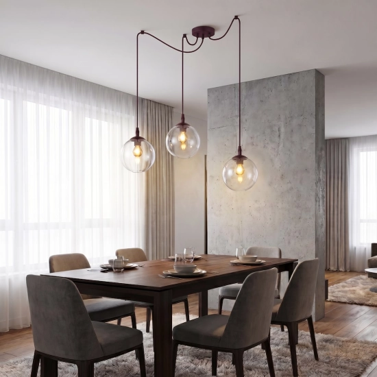 Lampa wisząca GIGI 3 BURGUNDY TRANSPARENT 1826/3 EMIBIG - zdjęcie dodatkowe 1