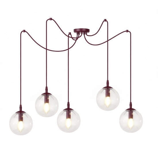 Lampa wisząca GIGI 5 BURGUNDY TRANSPARENT 1826/5 EMIBIG - zdjęcie produktu