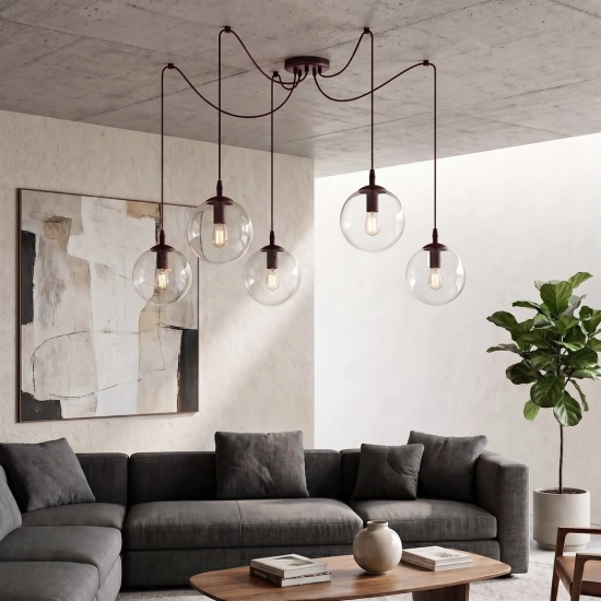 Lampa wisząca GIGI 5 BURGUNDY TRANSPARENT 1826/5 EMIBIG - zdjęcie dodatkowe 1