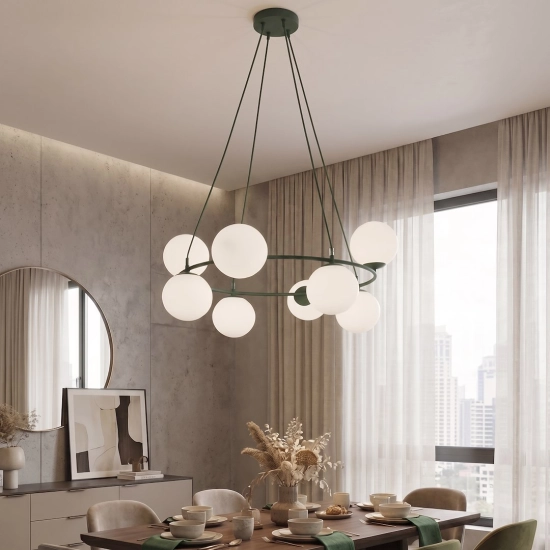 Lampa wisząca AZURA 8 OLIVE GREEN OPAL 1832/8 EMIBIG