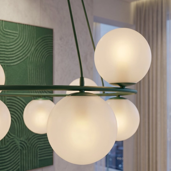 Lampa wisząca AZURA 8 OLIVE GREEN OPAL 1832/8 EMIBIG