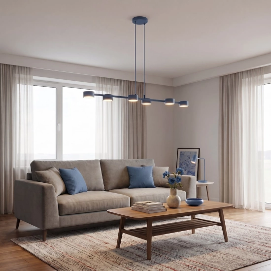 Lampa wisząca MEGARA 6 DUSTY BLUE 1842/6 EMIBIG