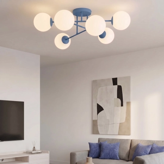 Lampa sufitowa ROMA 6 DUSTY BLUE OPAL 1845/6 EMIBIG