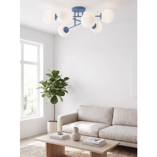 Lampa sufitowa ROMA 6 DUSTY BLUE OPAL 1845/6 EMIBIG