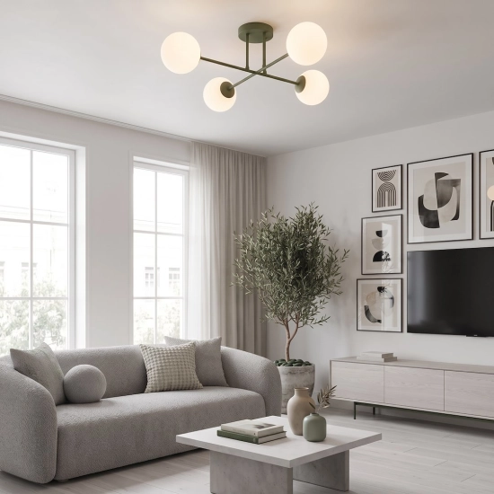 Lampa sufitowa ROMA 4 OLIVE GREEN OPAL 1847/4 EMIBIG