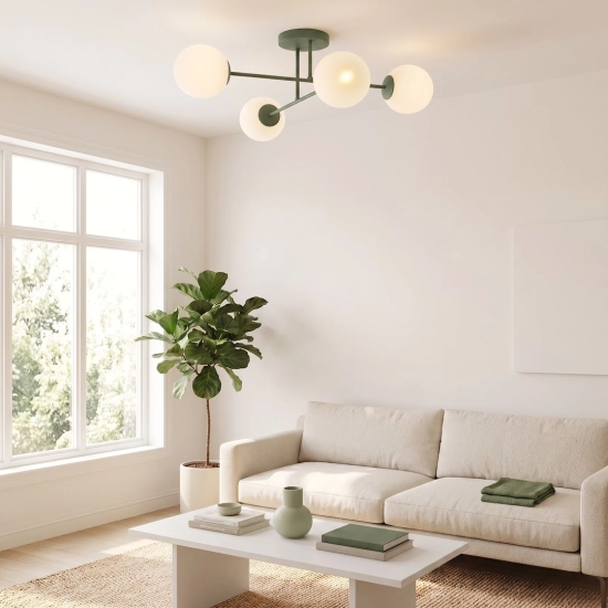 Lampa sufitowa ROMA 4 OLIVE GREEN OPAL 1847/4 EMIBIG