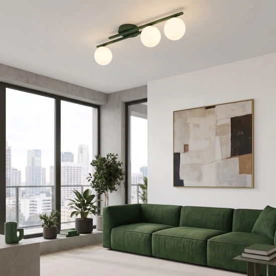 Lampa sufitowa KAIRO 3 OLIVE GREEN 1873/3 EMIBIG