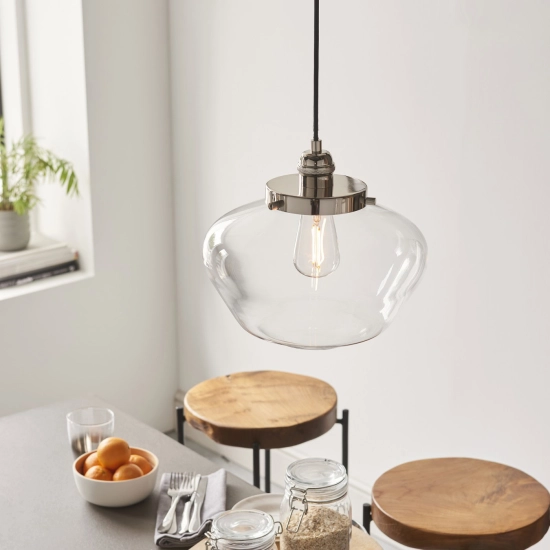 Lampa wisząca CAMBERLEY nickel-transparent 96172 ENDON