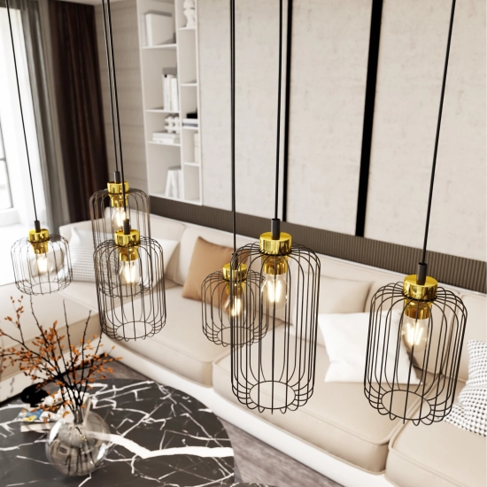 Lampa wisząca VANDER 6 BL GOLD 1364/6 EMIBIG Lighting