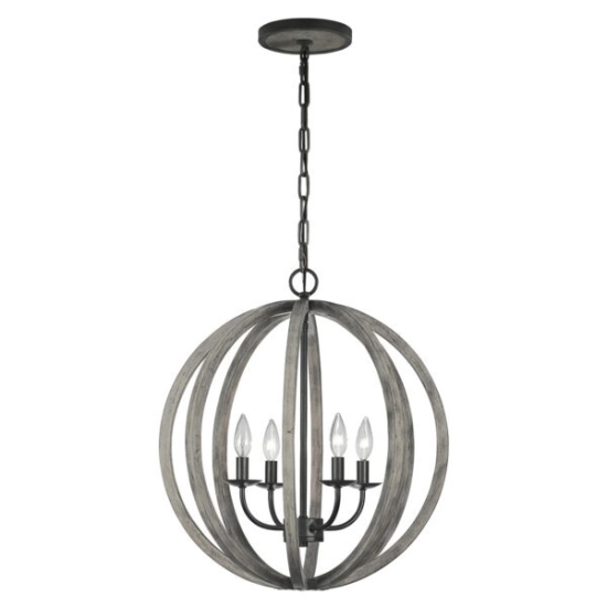 Lampa wisząca Allier – 4 źródła światła – Postarzane drewno dębowe / Antyczne kute żelazo FE-ALLIER-4P-WW Elstead Lighting