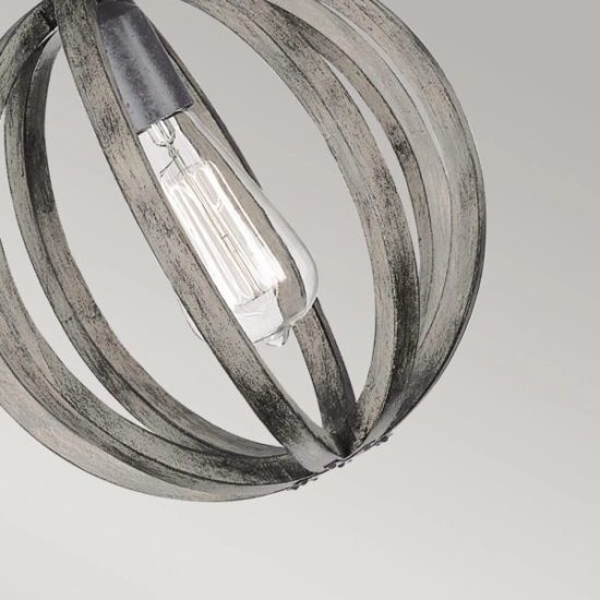 Mała lampa wisząca Allier – 1 źródło światła – Postarzane drewno dębowe / Antyczne kute żelazo FE-ALLIER-P-WW Elstead Lighting