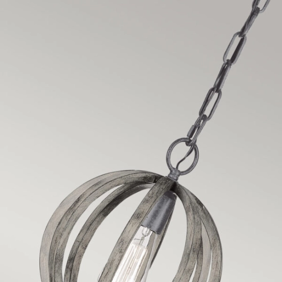 Mała lampa wisząca Allier – 1 źródło światła – Postarzane drewno dębowe / Antyczne kute żelazo FE-ALLIER-P-WW Elstead Lighting