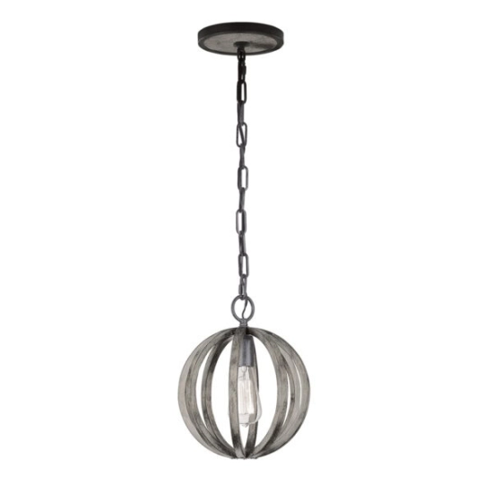 Mała lampa wisząca Allier – 1 źródło światła – Postarzane drewno dębowe / Antyczne kute żelazo FE-ALLIER-P-WW Elstead Lighting